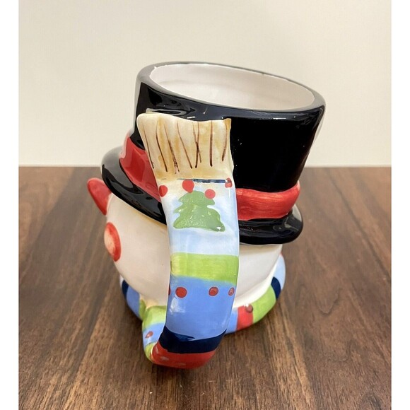 Holiday Snowman Coffee Mug With Scarf Handle Small Christmas Cup - Picture 2 of 8